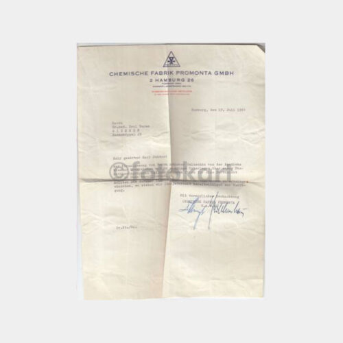 1964 Kimya Konulu Alman Fabrika Yazısı