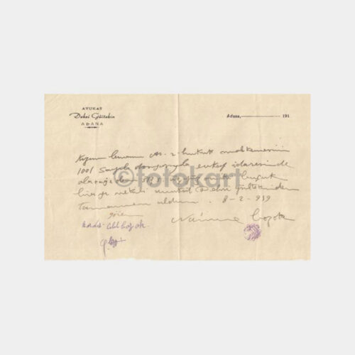 1959 Adana Avukat Gültekin Hukuk Belgesi