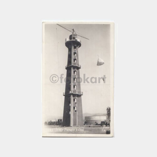 1940 İzmir Fuar Paraşüt Kulesi Görünüş Kartpostal