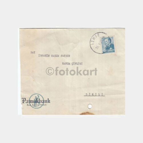 1955 Pamukbank İzmir Posta Damgalı Zarf