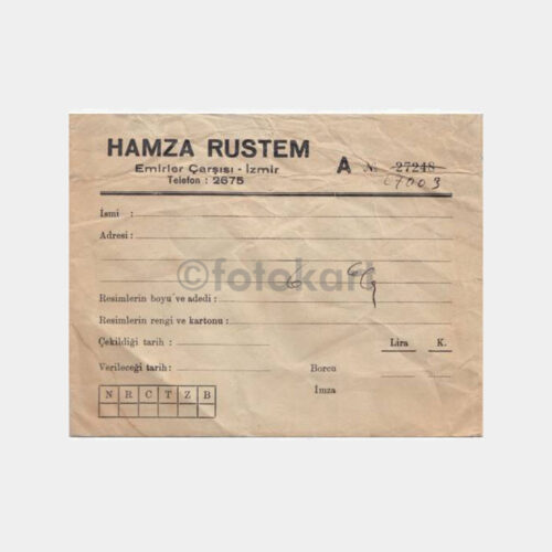 İzmir Foto Hamza Rüstem Stüdyo Zarfı