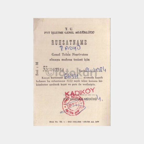 1984 Kadıköy Radyo Ruhsatnamesi