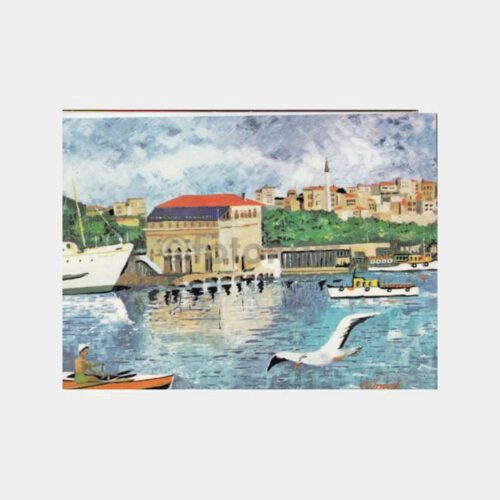 1970 Kadıköy İskelesi Çizim Tablo Kartpostal