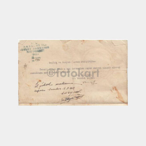 1948 Kayseri Devlet Hastanesi Sağlık Belgesi - Görsel 2