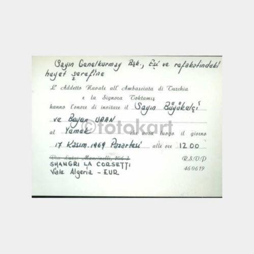 1969 Konsolosluk Davetiyesi - Deniz Kuv. İtalya