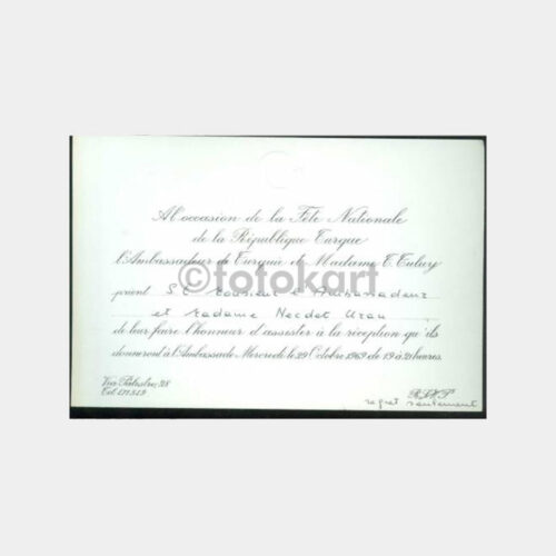 1969 Konsolosluk Davetiyesi - Roma Türk Kons.