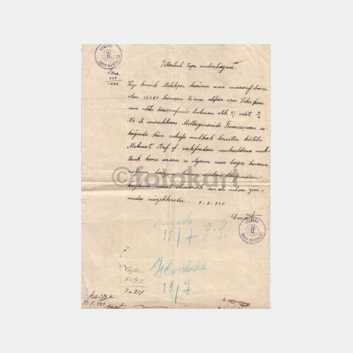 1929 Yeniköy Sulh Mahkemesi Tapu Müdürlüğüne Yazısı