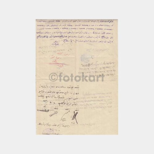 1927 Osmanlıca Fiskal Pullu Önlü Arkalı Sözleşme Belgesi - Görsel 2