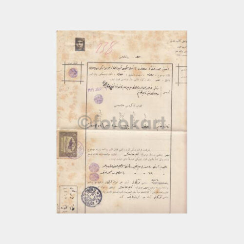 1928 Osmanlıca Noter Damgalı Tayyare Pullu Sözleşmesi