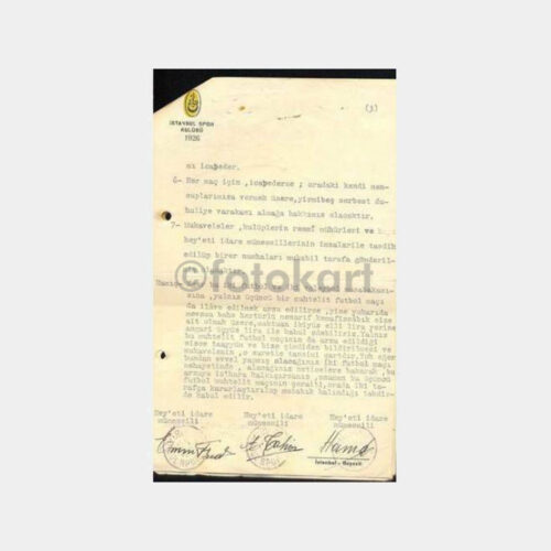 İstanbulspor Kulübü 3 Sayfalık Yazısı