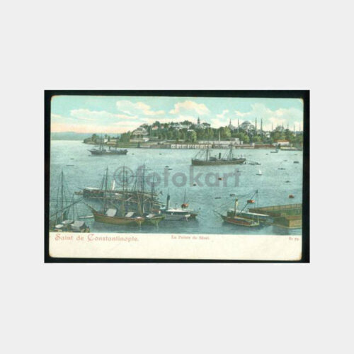 1900 İstanbul Liman Gemiler Görünüş Kartpostal