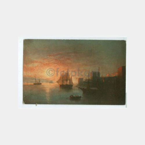 1920 Ressam Ayvazovski - Yelkenli Gemi Tablo Kart