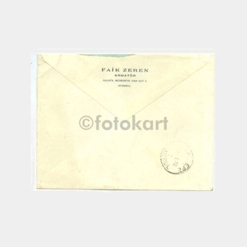1952 Gemi Armatör Faik Zeren Baskılı Zarfı