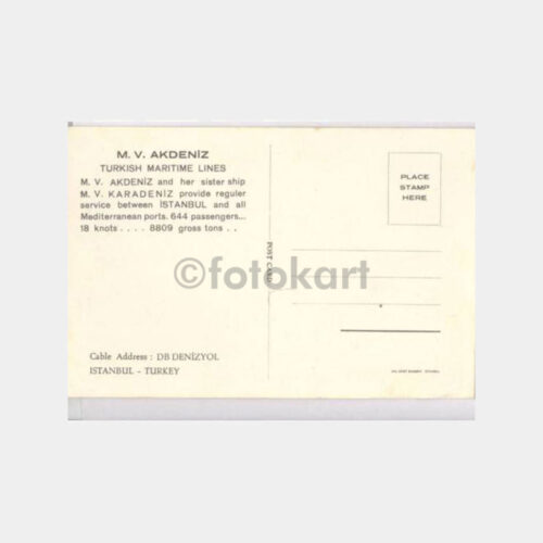 S.S. Akdeniz Gemisi - Turkish Maritime Lines Kart - Görsel 2