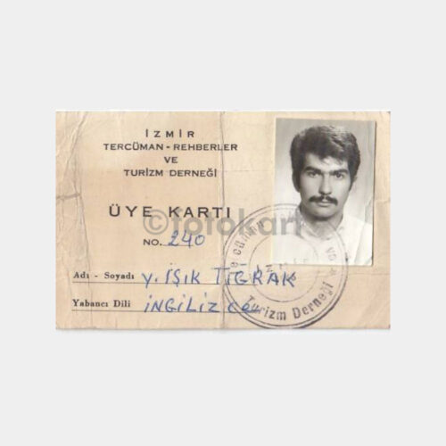 1972 İzmir Turizm Tercüman Üye Kartı