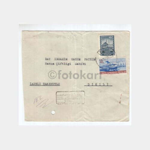1954 İzmir-Dikili Damgalı Zarf