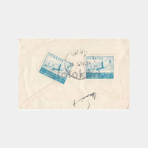 1959 Ödemiş Posta Damgalı Karadeniz Vapuru Pullu Zarf