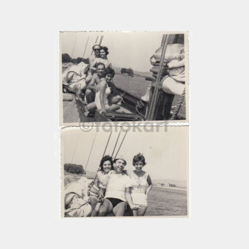 1960 Plaj Deniz Aile Konulu 3 Adet Fotoğraf