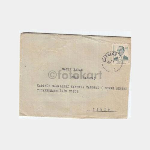 1962 Çatalca Posta Damgalı Zarf