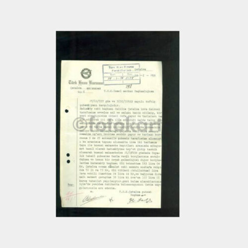 1938 Türk Hava Kurumu Çatalca Şb Konulu Yazı