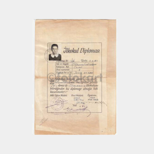 1962 Kars Sarıkamış İlkokul Diploması