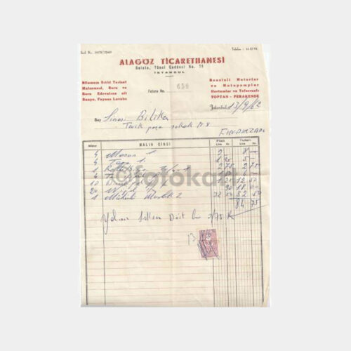 1962 Galata Beyoğlu İşyeri Faturası