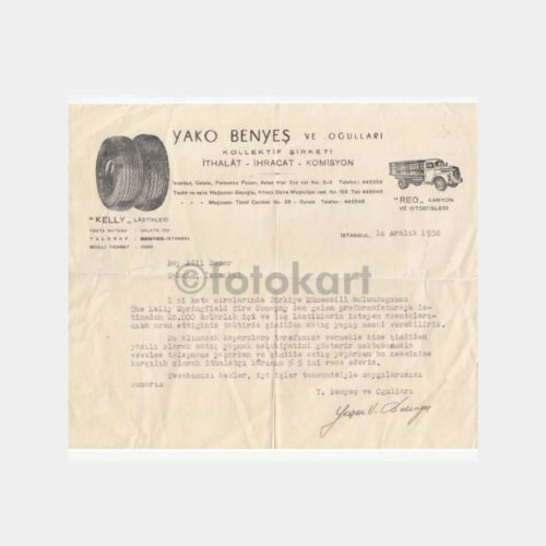 1950 Beyoğlu Galata -Yako Benkes- Şirket Yazısı