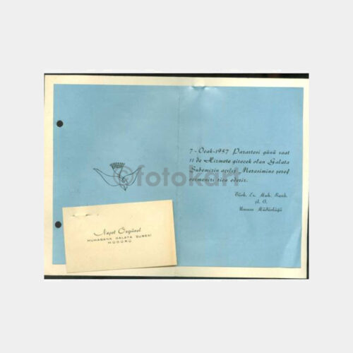 1957 Muhabank Galata Şb Açılış Davetiyesi