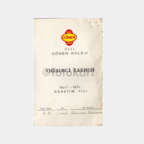 1970 Gönen Koleji Okul Karnesi