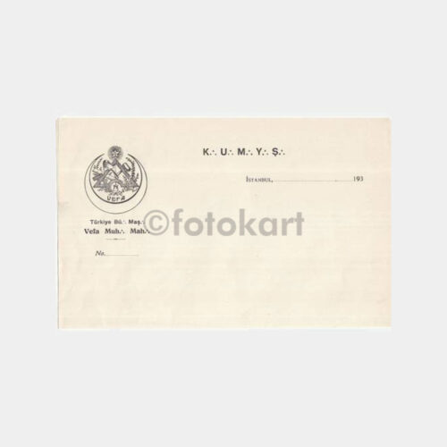 1930 Vefa Mason Locası Antetli Kağıdı