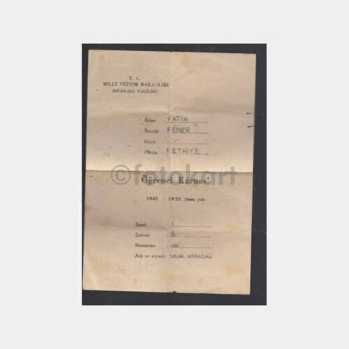 1949 Fatih Fener Okul Karnesi