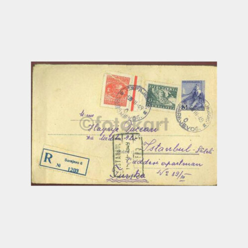 1949 Yugoslavya Saraybosna Damgalı Taah. Zarf