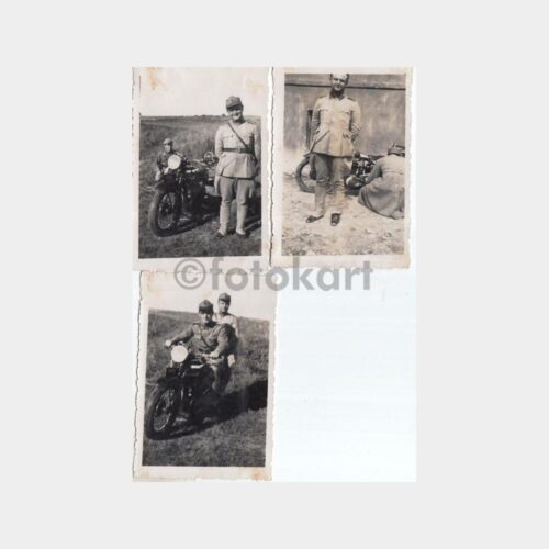 1939 Askeri Motorsiklet Konulu 3 Adet Fotoğraf