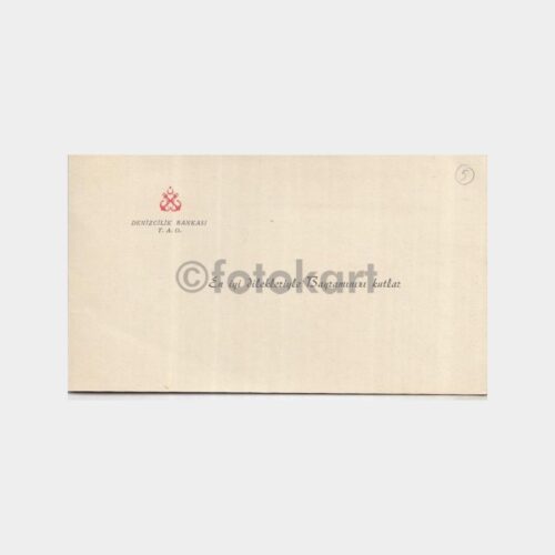 1970 Denizcilik Bankası Tebrik Kartı