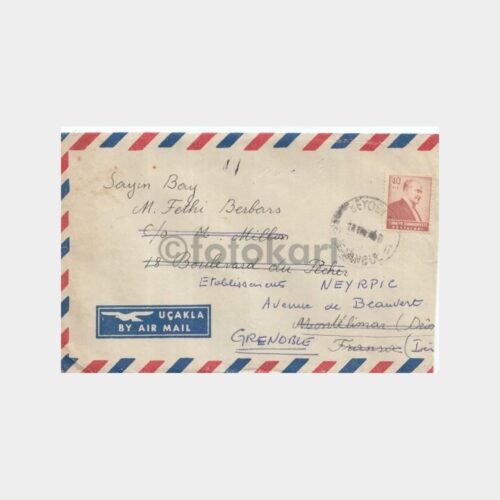 1955 Beyoğlu Posta Damgalı Ata Pullu Zarf