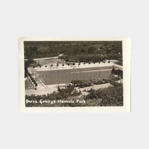 1940 Bursa Çekirge Havuzlu Park Tebrik Fotoğraf