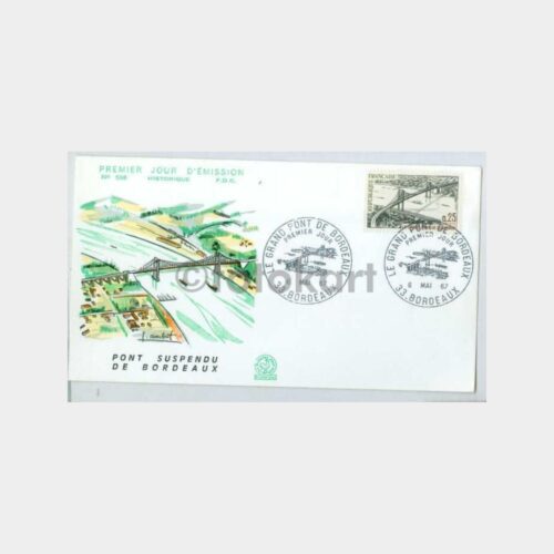 1967 Fransa Bordeaux Köprüsü Damgalı FDC
