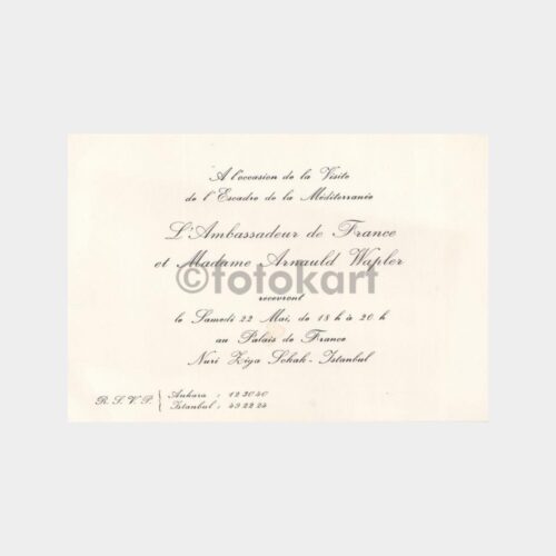 1969 Fransa Konsolosluk Davetiyesi