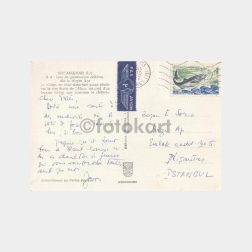 1972 Fransa Balık Pullu Konulu Kartpostal