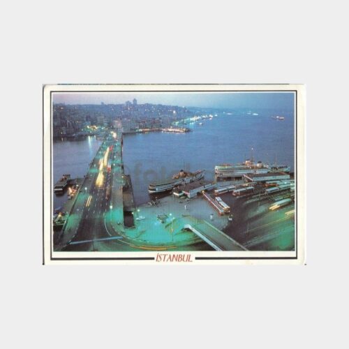 1990 Galata Köprüsü Gece Görünüş Kartpostal