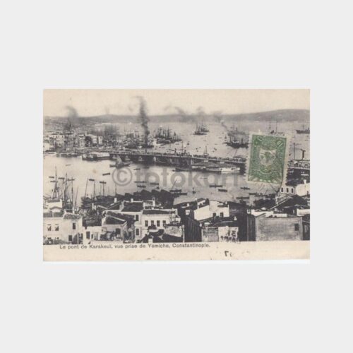 1907 Galata Köprüsü Farklı Görünüş Kartpostal