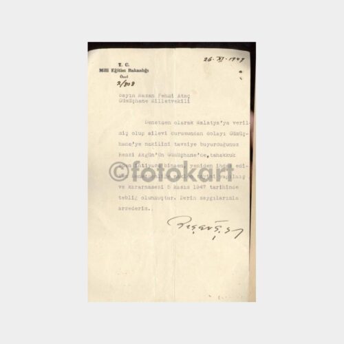 1947 Gümüşhane Kent Tarihi Belgesel Yazı