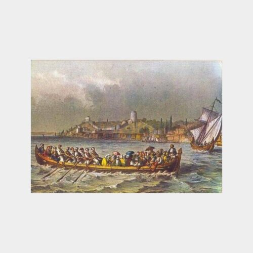 Tarihi İstanbul - Boğazda Gezinti 19 yy. Kartpostal