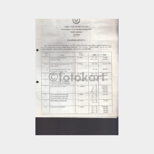 1975-1988 Kuzey Kıbrıs Posta Filatelik Bülten Dosyası