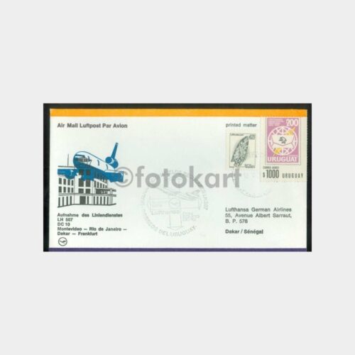1987 Lufthansa İlk Uçuş FDC - Montevideo-Frankfurt