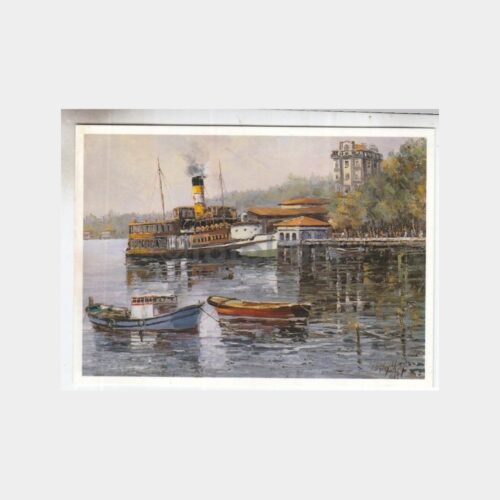 Ressam F. Oktay Aksoy Tablosu - Ortaköy Vapur Kartpostal