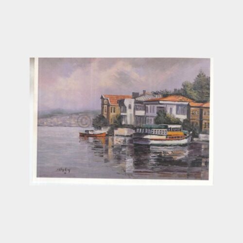 Ressam F. Oktay Aksoy Tablosu - Anadoluhisarı Kartpostal