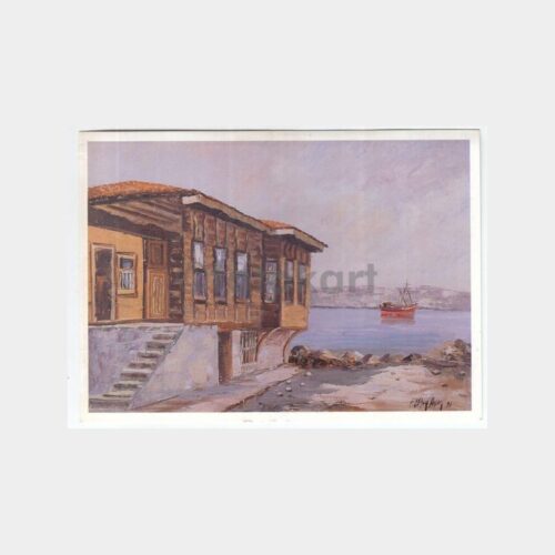 Ressam F. Oktay Aksoy Tablosu - Çengelköy Kartpostal