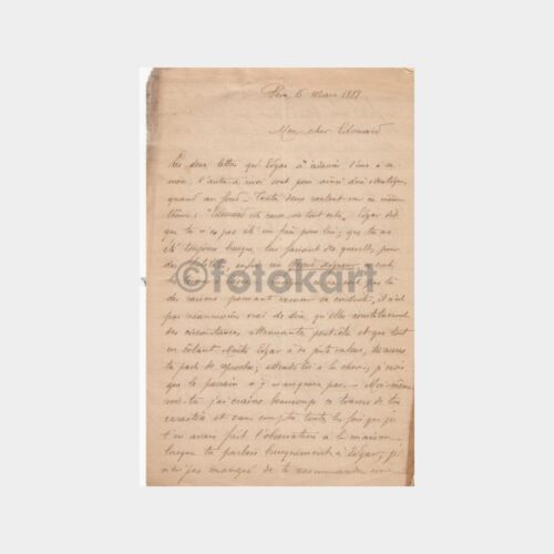 1888 Tarihli İstanbul Başlıklı Fransızca Mektup