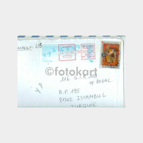 1993 Fransa Sanat Tarihi Konulu Pullu Zarf